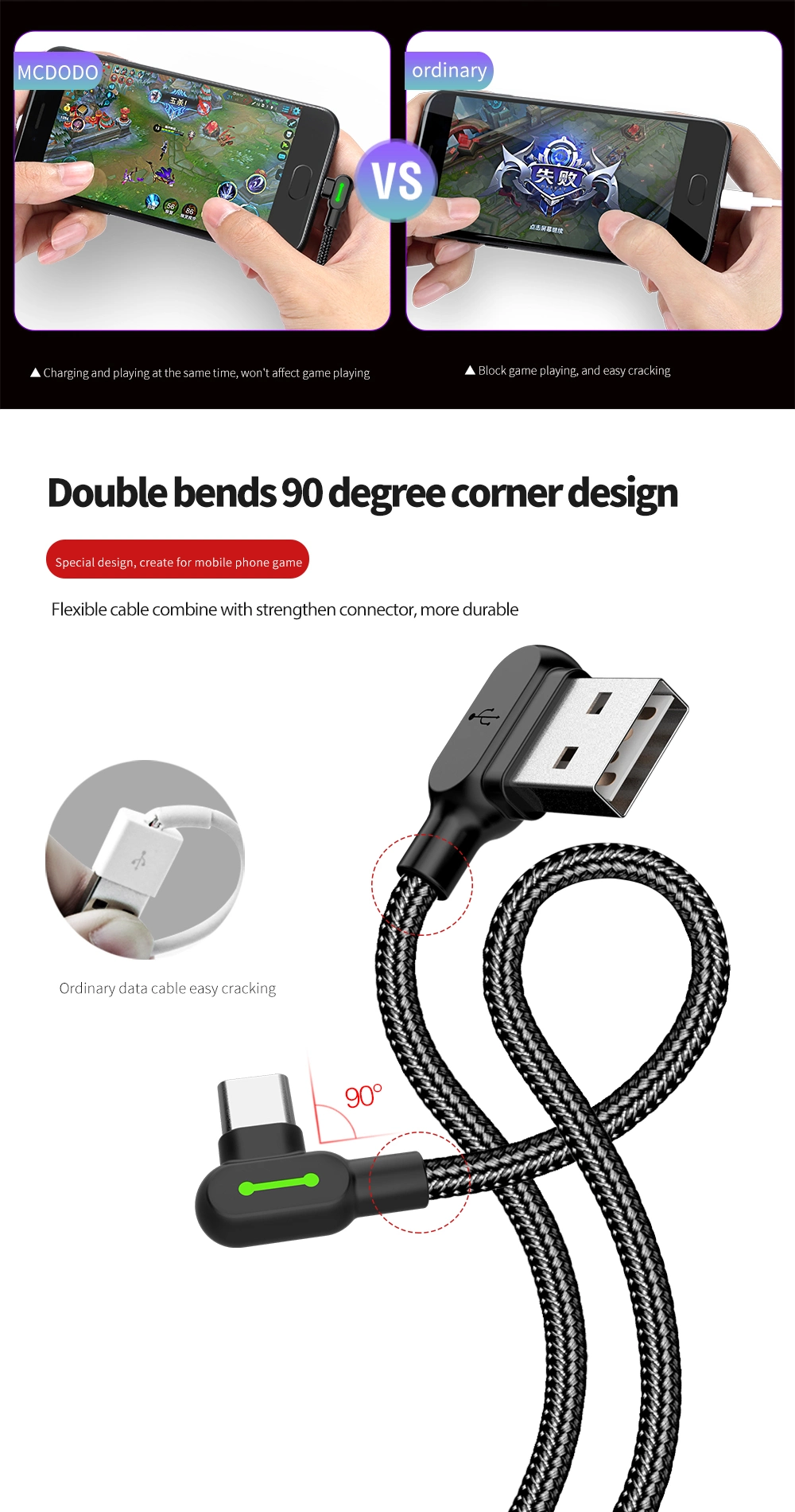 3A Fast Charging Micro USB Cable QC3.0 Charger Data Cable