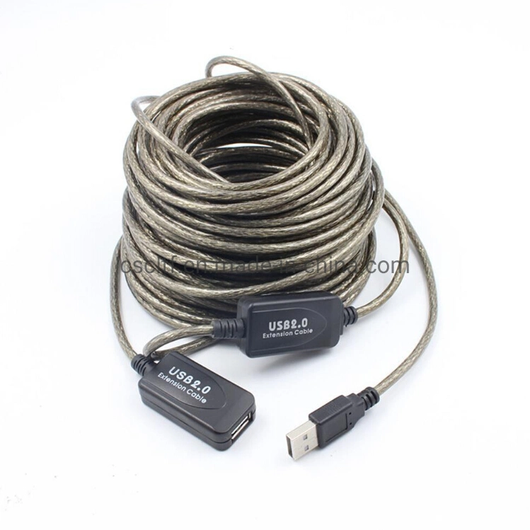 High Speed Power Cable 5m 10m 15m 20m USB 2.0 Repeater Active Extension Cable with Signal Amplifier Chipset