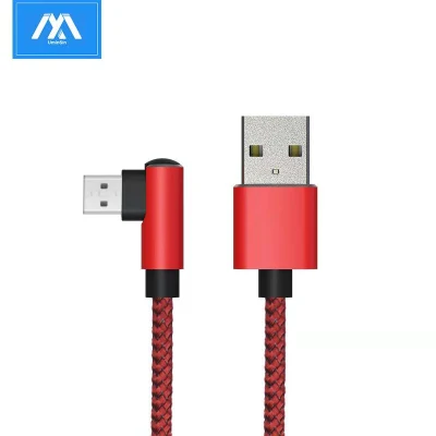 Cavo micro USB in nylon da 90 gradi Cavo V8 ad angolo retto QC 3.0/2.0 a ricarica rapida da 2,4 A per giochi mobili